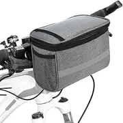 Cycling Bike Bicycle Insulated Front Bag Bike Handlebar Bag Basket Pannier Cooler Bag with Reflective Strip