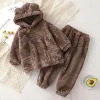 在飛比找ETMall東森購物網優惠-冬季小熊女童男童毛毛加厚款睡衣
