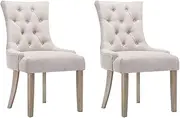[Artiss] 2X Wooden Dining Chairs, Leather Upholstered Seat Coffee Chair Nursing Seats Reading Seating Home Living Room Bedroom Kitchen Cafe Office Furniture, in 49cm Seat Height Beige