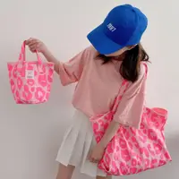 在飛比找蝦皮購物優惠-韓版螢光粉豹紋帆布包