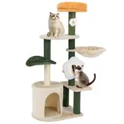 Costway Flower Cat Tree Modern Kitty Tower w/Top Perch Cozy Condo Sisal Scratching Post & Board