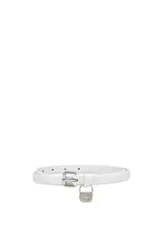 [Diesel] Diesel - Slim leather belt with 1DR bag charm - Belts - Woman - White 85 White