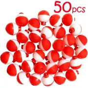 50pcs 1" Fishing float Snap-On Round Floats bobbers Push Button Red White NEW