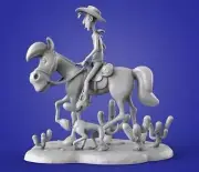 UNPAINTED Lucky Luke Character Diorama 3d Printed Model Kit