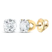 14k Yellow Gold Round Diamond Solitaire Earrings 3/4 Cttw (Certified)