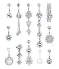 14G Belly Button Rings Dangle 316L Stainless Steel Belly Rings for Women Nave...