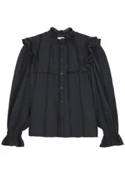 Isabel Marant étoile Jatedy Ruffled Cotton-blend Blouse - Black - 40 (UK12 / M) 40 (UK12 / M)