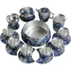 Hand Made Pure Silver Tea Set Porcelain Tea Set Pot Tea Cup With Saucer Pitcher