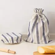 Bread Bags for Homemade Sourdough with Bowl One Size, Blue Stripe