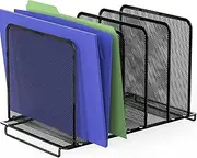 SimpleHouseware Expandable 5 Section Upright File Sorter Organizer, Black