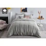 Gabriel French Linen Chambray Quilt Cover Set - Grey, King - King