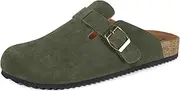 [Intini] Clogs Women's Men's Slippers with Footbed Leather Mules Garden Shoes Closed Comfortable Summer Sandals Slippers 36-46, Green, 43 EU