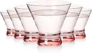 Pink Martini Glasses Set of 6 -Pink Cocktail Glasses - 8oz Stemless Margarita, Bar, Dessert Glass Espresso Martini - Cocktail Party Gift for Her
