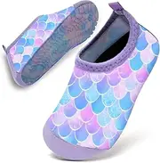 [WateLves] Bathing Shoes Baby Children Water Shoes Boys Swimming Shoes Girls Beach Shoes Swimming Socks Aqua Shoes Barefoot Shoes Size 14-31, Blue Purple Mermaid, 16/17 EU