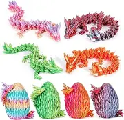 4 Pack 3D Printed Dragon Eggs with Dragon Inside Easter Basket Stuffers, Mini Mystery Crystal Easter Toys, Home Desk Decor Surprise Gift 3D Printed Animals Easter Basket Essentials