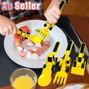 Dinneractive Utensil Eating Set for Kids – Construction Themed Spoon Fork and