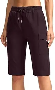 'SANTINY Women's 13'' Long Hiking Shorts Knee Length Quick Dry Cargo Bermuda Shorts for Women with Zipper Pockets'