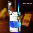 Windproof Jet Flame Lighter Torch Butane Refillable Cigar Cigarette Metal Turbo