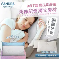 在飛比找Yahoo奇摩購物中心優惠-【Sandra仙朵拉】MIT台灣製 天絲記憶獨立筒枕頭x1入