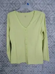 New Motto Essentials Top Size L Green Button Front Long Sleeve Lace Casual Work