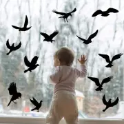 Anti-collision Black Bird Glass Windows Sticker Static Electricity Removable