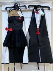 NWT Set of 2 His & Hers Mullins Square Sexy Naughty Funny Black Tie Aprons