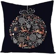 Cushion Covers Cushion Covers 60cm x 60cm Purple Gold Print Cushion Covers Invisible Zipper Sofa Cushions Outdoor Cushions Garden Cushions Linen Decorative Pillows for Home Office Car(Black Christmas