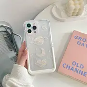 Planet Phone Case - iPhone 15 Pro Max / 15 Pro / 15 Plus / 15 / 14 Pro Max / 14 Pro / 14 Plus / 14 / 13 Pro Max / 13 Pro / 13 / 13 mini / 12 Pro Max / 12 Pro / 12 / 12 mini / 11 Pro Max / 11 Pro / 11 Planet & Moon & Love Heart - Pink & White - IPHONE 12