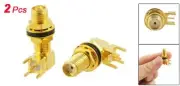 2 Pcs SMA Female Right Angle Solder PCB Mount RF