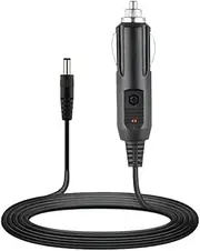 12V 5A Car Cigarette Lighter Power Adapter with LED,car plug adapter, 1.5M/5FT Extension Cable to DC 5.5x2.1mm for Rear View Camera, CCTV Monitors, Motor Devices (Black)