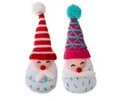 2X Merry Christmas Striped Hair Ball Pendant Pointed Hat Old Man Head Ornament