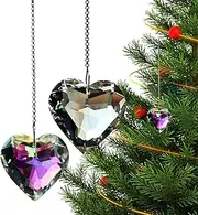 ogara Glass Heart Sun Catcher | Rainbow Maker Sun Catcher Crystal Heart Pendant | Heart Shape Glass Crystal Sun Catcher Pendant for Christmas Trees, Car Rearview Mirrors