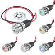 12V 14mm LED Dash Panel Warning Light Indicator Lamp 33 WHITE