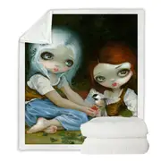 Fairytale Sisters Snow White and Rose Red Throw Blanket