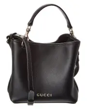 Gucci GG Mini Emblem Leather Bucket Bag