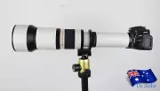 Kelda 650-1300mm Zoom Camera Lens White+Adapter Canon Nikon etc + 2x Converter
