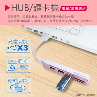 3in1 otg 多功能 讀卡機 hub 集線器 type-c micro usb 手機 平板 支援 (4.4折)