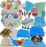 554PCS Cake Pop Maker Kit - Silicone Lollipop Molds Baking Supplies with 3 Tier Display Stand | Chocolate Candy Melting Pot | Bags and Twist Ties | Cakepop Sticks | Decorating Pen