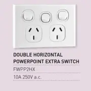 1 X Vynco Horizontal PowerPoints Wall Switch Double With Extra Switch 10A 250V