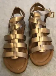 CLARKS Sandals, Size 7.5, Women's Viveca Myth Gold Leather Gladiator Sandal