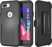 Punkcase for iPhone 8+ Plus Belt Clip Holster Case [Patron Series] 4-1 Rugged & Protective Multilayer Phone Cover W/Integrated Kickstand for iPhone 8+ Plus (5.5") (2017) [Black]