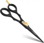 Professional Left-Handed Hairdressing Scissor 5.5" - Japanese Steel with Dial Spring Screw & Hook - Anti-Rust Barber Scissor - Salon Hair Scissor - Haircut Shears for Grooming, Trimming & Hair Cutting