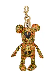 Coach X Disney X Keith Haring Printed Leather Keyring - Gold ONE SIZE