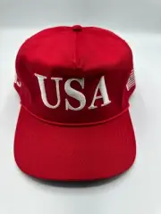 OFFICIAL Cali-Fame USA 45 MAGA Trump Red Made In America Trucker Hat One Size