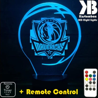 DALLAS MAVERICKS BASKETBALL Personalised 3D LED Night Light 7 Colour Change Lamp