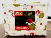 Dr. Seuss THE GRINCH CHRISTMAS Queen Size Cotton Sheet Set (ALL COTTON)