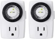 BN-LINK Indoor 24-Hour Mechanical Outlet Timer Daily use, 2 Pack, 2 or 3 Prong