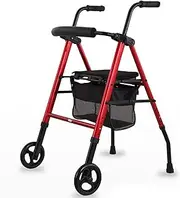 Lightweight Rollers with Seat,Ultra Lightweight Rollers,Lightweight Aluminum Walker with Seat and Basket,Easy Adjustable Roller Walker Seat and Armrests,Blue