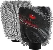 XYMZR Black Dragon Red Eye Absorbent Microfiber Car Wash Mitt, Funny Cute Anime Scratch Free for Cars Cleaning, Home Cleaning Mitts, 2 Pack, 10.24” L x 7.09” W