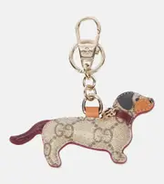 [Gucci] Gucci GG Canvas leather-trimmed keychain One Size beige